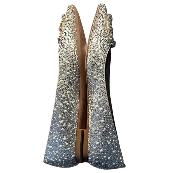 Badgley Mischka Crystal Brooch Flats Size 8.5 Sparkly Perfection - Picture 3 of 9